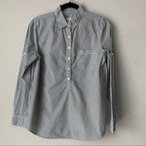 J.Crew Factory Striped Roll Sleeve Popover Shirt